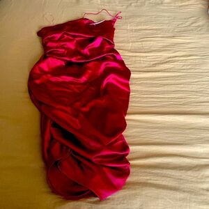 Still tagged!! Wine colored satiny cocktail spaghetti strap dress.